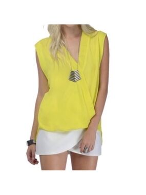 Tobi Bright Yellow Draped Sleeveless Blouse